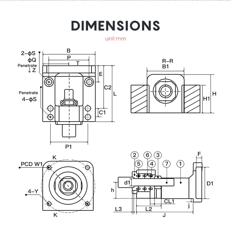 HM15-57 Stepper motor HM15-60 Servo Motor Seat C5/C7 Screw Support Bearing, Fixed Integrated Bracket For NEMA 23 NEMA 24 Motor