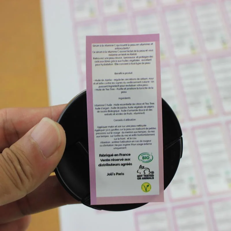 Custom Printing Clear Multi-layer Self Adhesive Bottle Packaging Labels with Barcode Printed