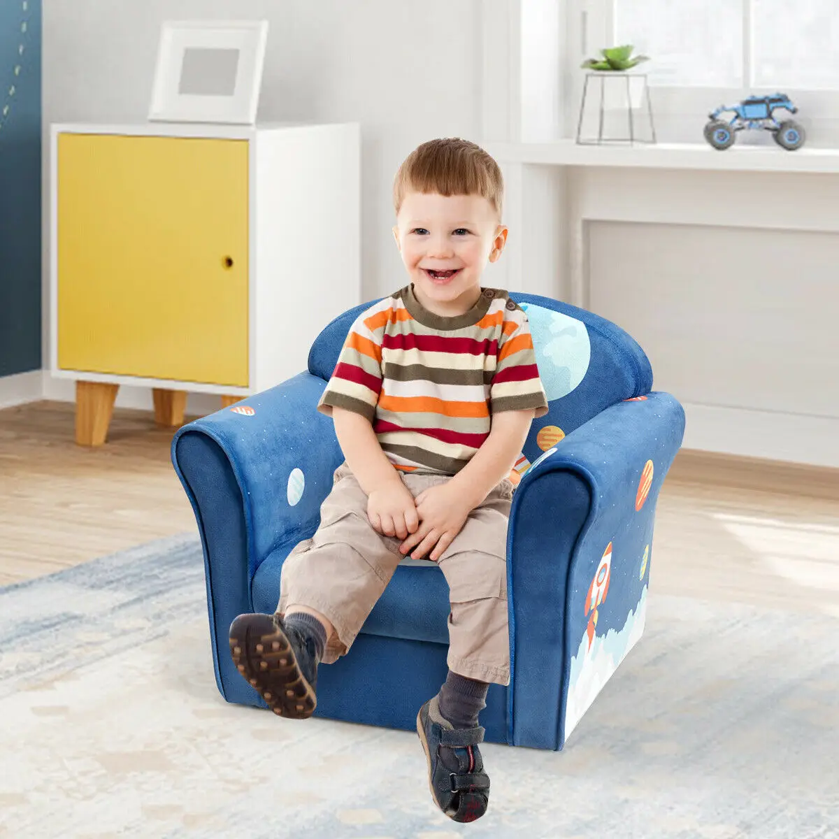 Sofa Astronot Anak-anak Sofa Sandaran Tangan Anak-anak Kursi Berlapis Furnitur Balita HW65434