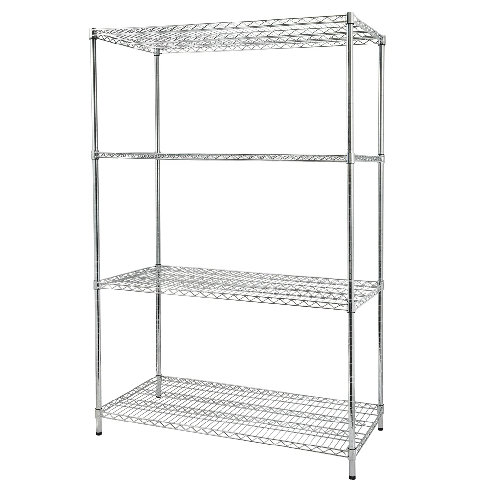 4-Tier Wire Shelving Unit Heavy Duty Storage Rack Stand Chrome-Plated Carbon Steel Open Design 120x60x180CM [US-Stock]