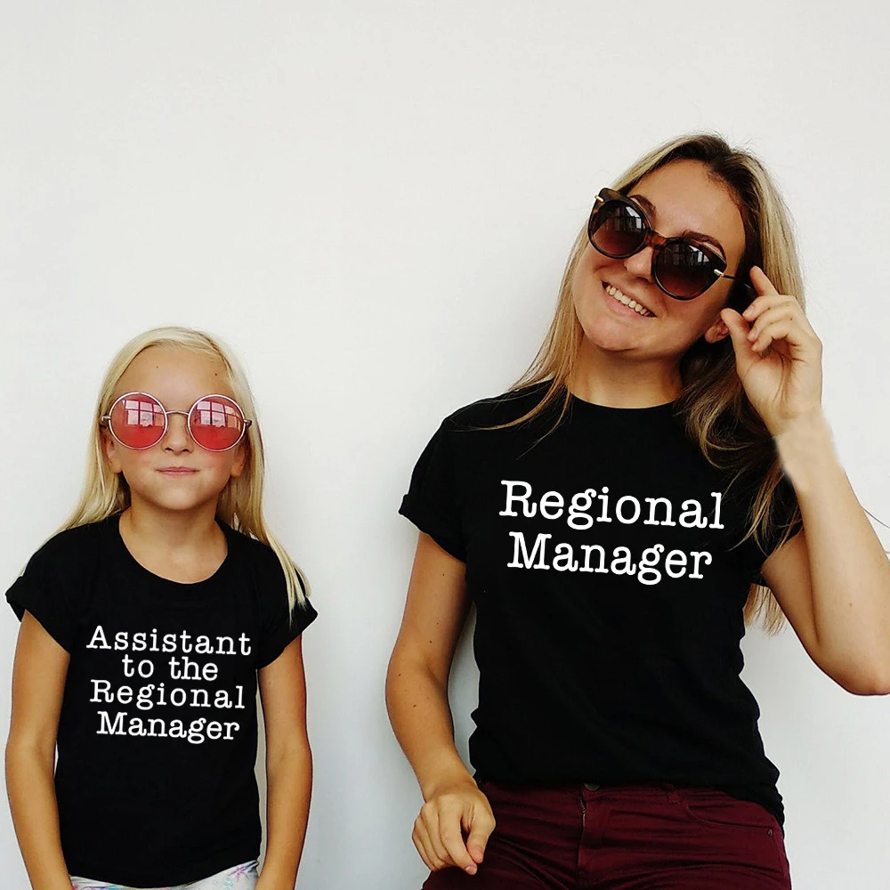 Funny Family Matching Shirts Regional Manager Assistant to The Regional Manager Mommy and Me Kids Tshirt Baby Bodysuit Clothes