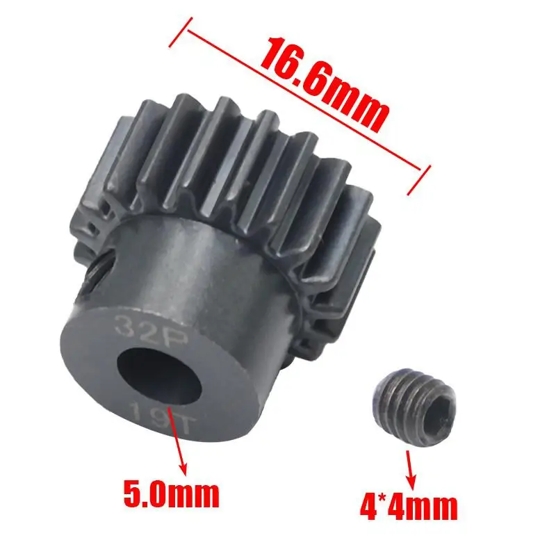 AJRC 32P M0.8 5mm 13T 14T 15T 16T 17T 18T 19T 20T 21T Zwart staal metalen Rondsel Motor Gear Voor 1/10 slash TRX4 Rc Model Auto Motor