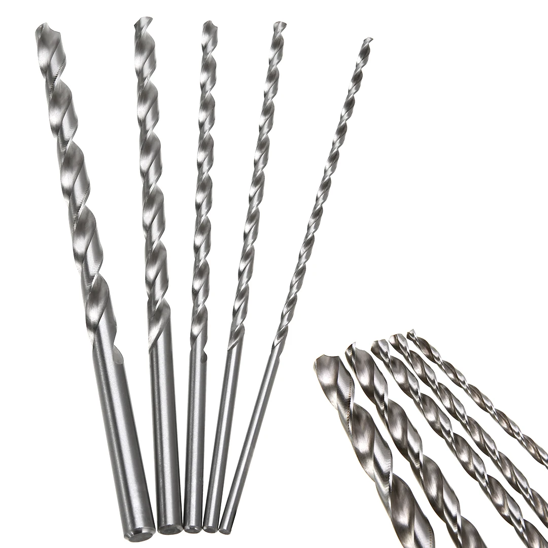 

5pcs/set HSS 200mm Straight Shank Round Twist Drill Bit 4+5+6+8+10mm Kit hss twist drill