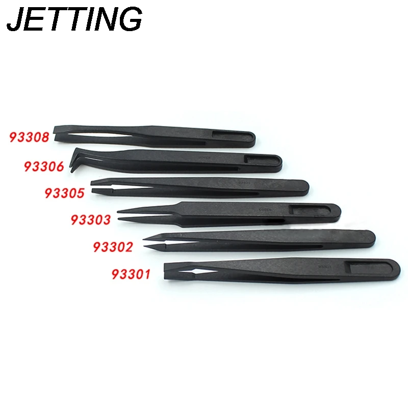 One Piece Carbon Fiber Tweezers Plastic Antistatic Straight Curved Anti-static Conductive Tweezer Clip Hand Tools