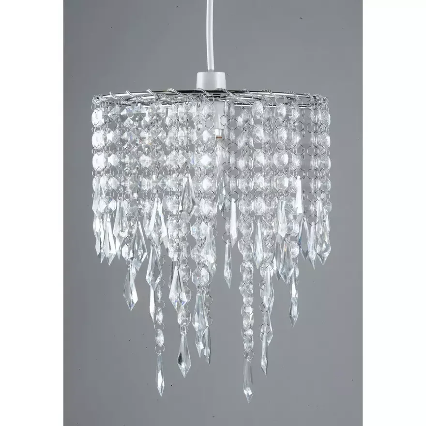 Modern Ceiling Pendant Home Ceiling Light Shade Beaded Pendant Lampshade Droplets Light Shade - (Clear, Without Light Cord Kit)