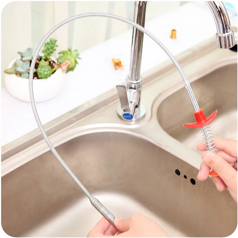 

60cm Flexible Sewers Clip Water Sink Cleaner Spring Sewer Dredging Tool