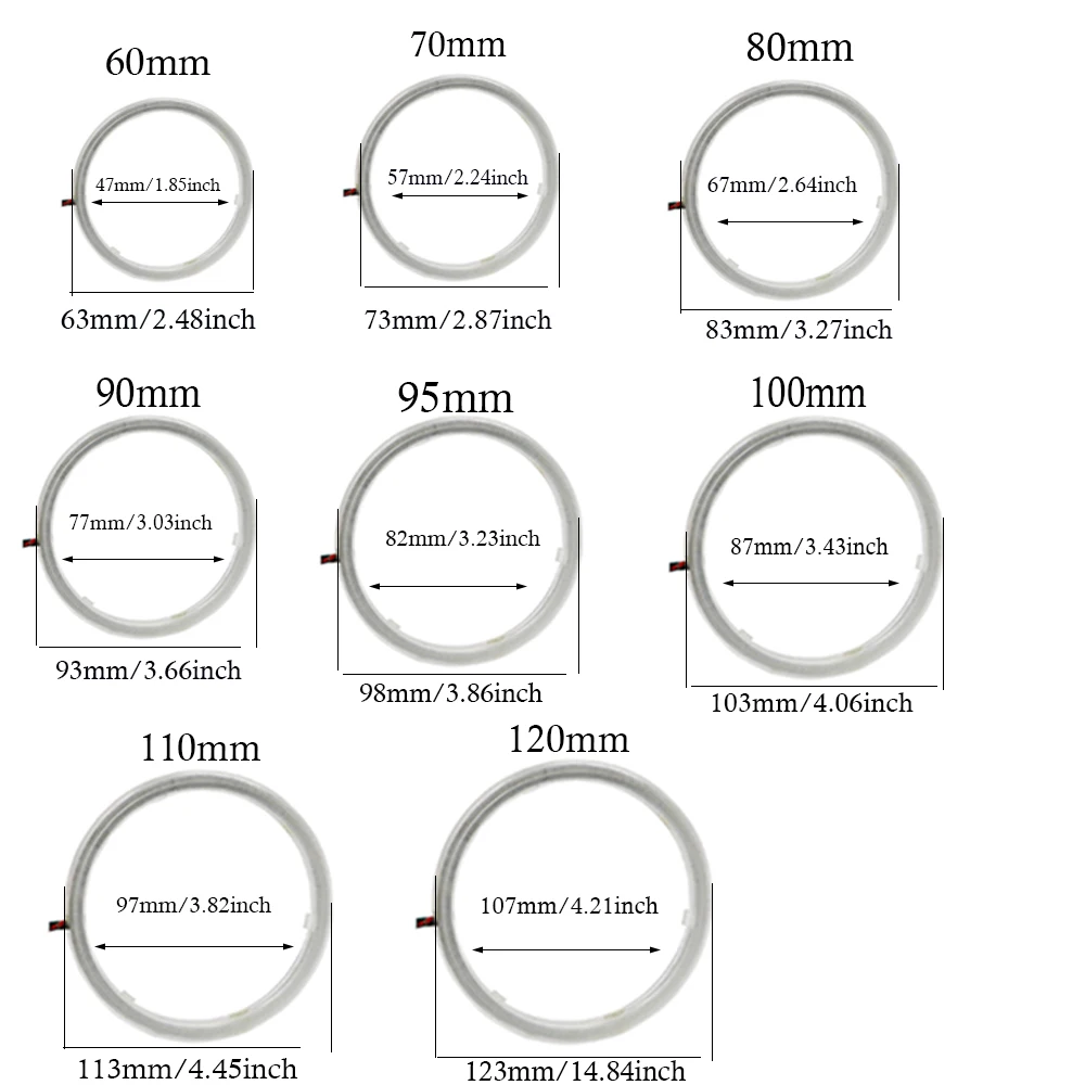 2PCS Car Rings COB RGB 60MM 70MM 80MM 90MM 95MM 100MM 110MM 120MM LED Halo Rings Headlight Car Angel Eyes Mobile APP With Cover