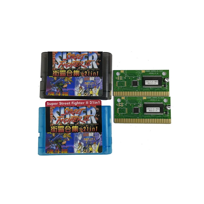 New MD 21in 1 Hot Street Fighter  Collection For SEGA GENESIS MegaDrive 16 Bit Cartridge PAL and NTSC