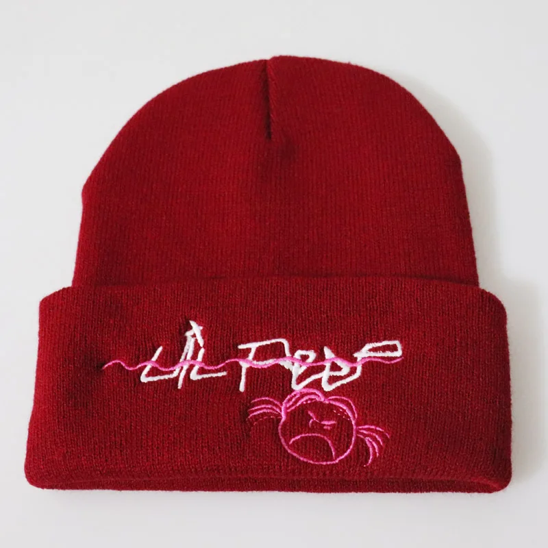 Fashion Girl\'s Beanie Hat Lil Peep Embroidery Knitted Beanie Cap Winter Casual Beanies For Women Men Winter Warm Hats Wholesale