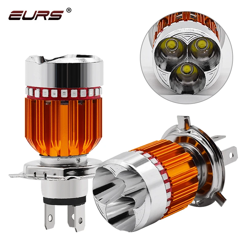 RGB Strobe 9W White Hi-Low Beam H6 BA20D H4 Angel Eye Fog Lamp 3000LM led Bulb Motorcycle Headlights Electric Car Lights DC 12V