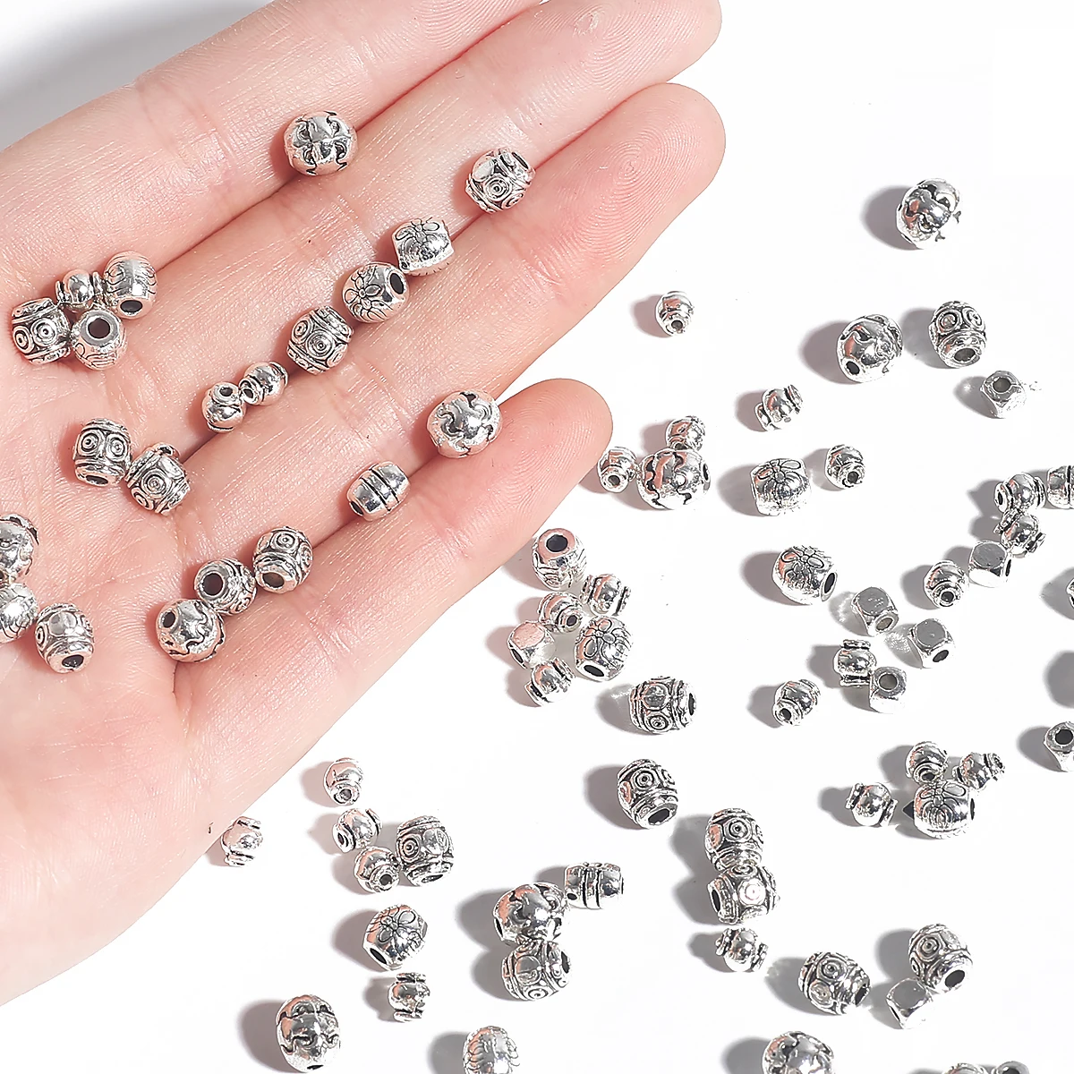 20-50pcs Tibetan Silver Color Antique Loose Bead Charm Spacer Rondelle Beads Connectors For DIY Necklace Bracelet Jewelry Making