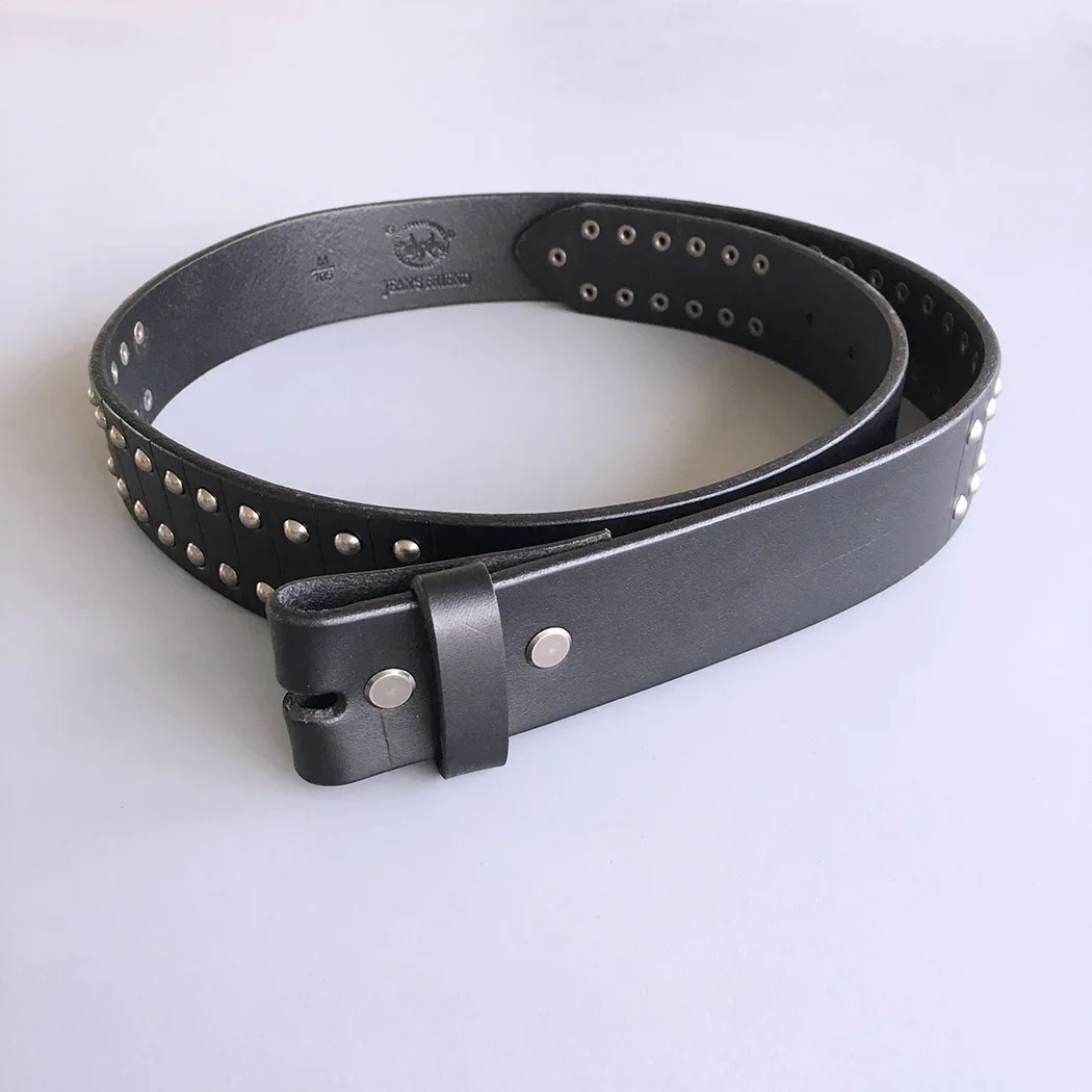 

New Black Punk Nails Studded Genuine Leather Belt Solid Real Leather Belt Snap On Belt Gurtel BELT1-006BK