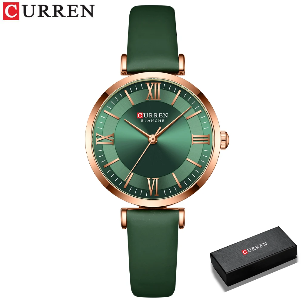 CURREN Brand Watch Ladies Simple Fashion Quartz Watch Leather Strap Classic Elegant Ladies Clock Reloj Mujer