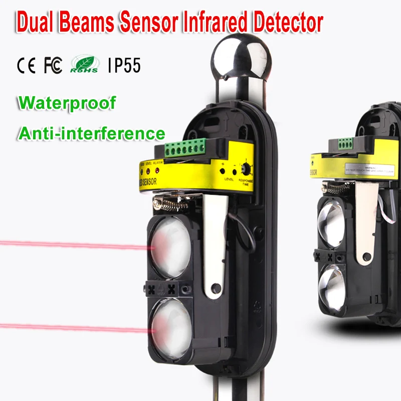 KinJoin Double Infrared Beams Sensor Detector For Wired Home Burglar Security Alarm System 30m~150m Outdoor Perimeter Wall