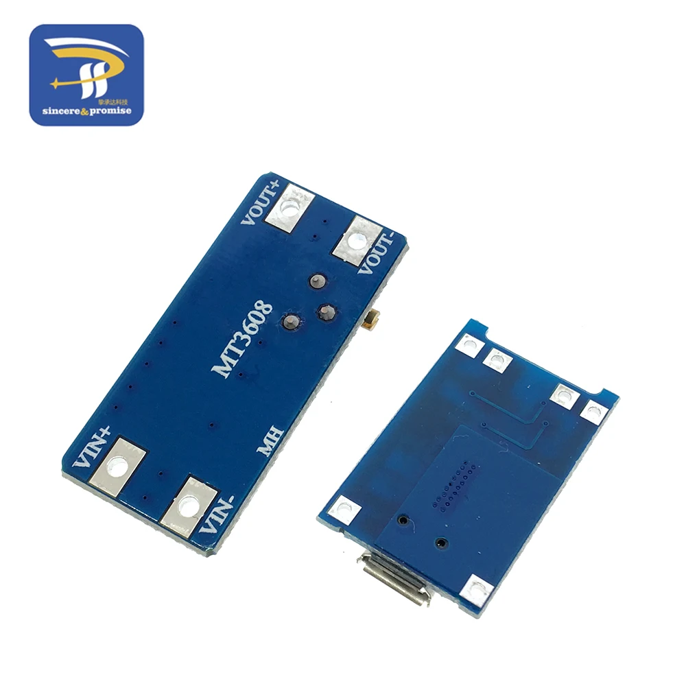 Micro USB 5V 1A 18650 TP4056 Lithium Battery Charger Module Charging Board With Protection + MT3608 2A DC-DC Step Up Converter