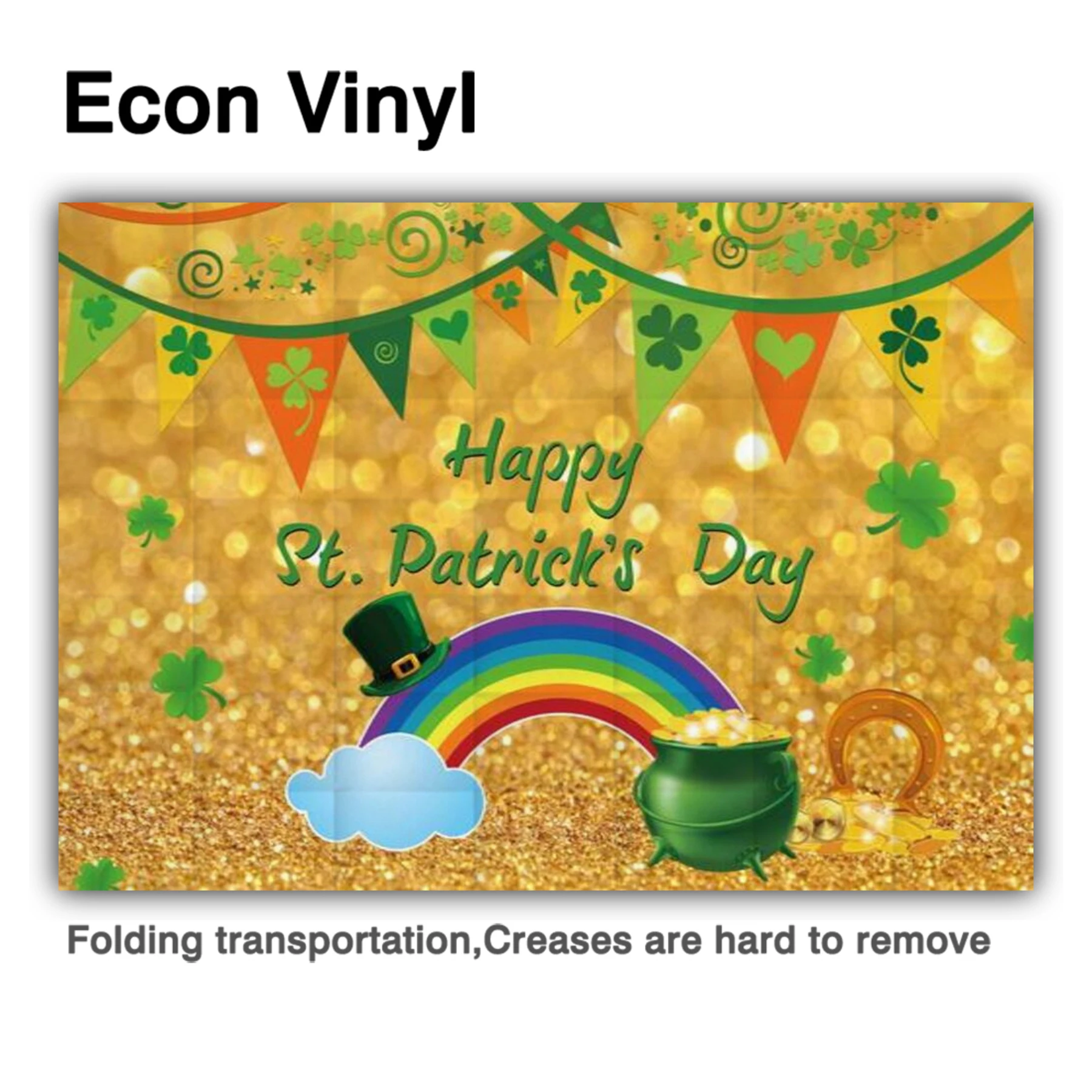 Allenjoy Happy St.patrick's Day Party Backdrop Banner Green Hat Clover Gold Glitter Rainbow Decoration Photozone Background