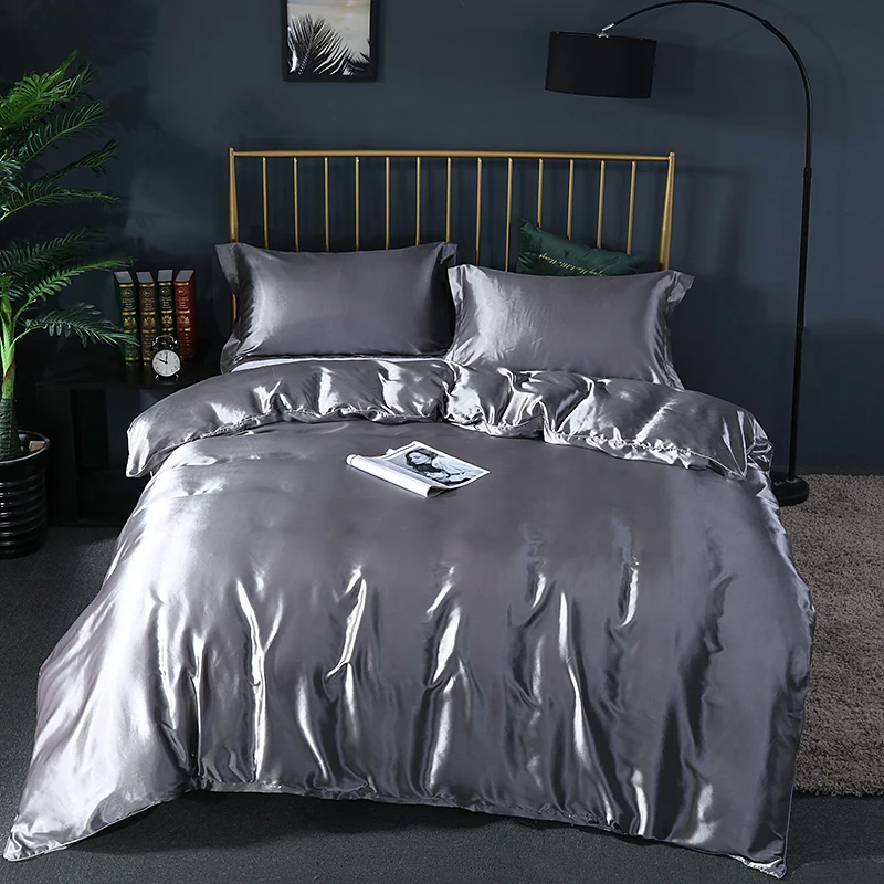 Satin Bettwäsche Set Rayon Luxus Bett bezug Set King Size Bett bezug Set