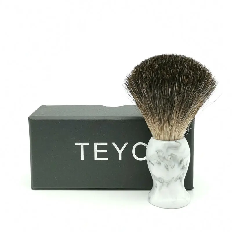 TEYO Landscape Pattern Resin Handle Black Badger Shaving Brush  Perfect For Shave Cream Tools