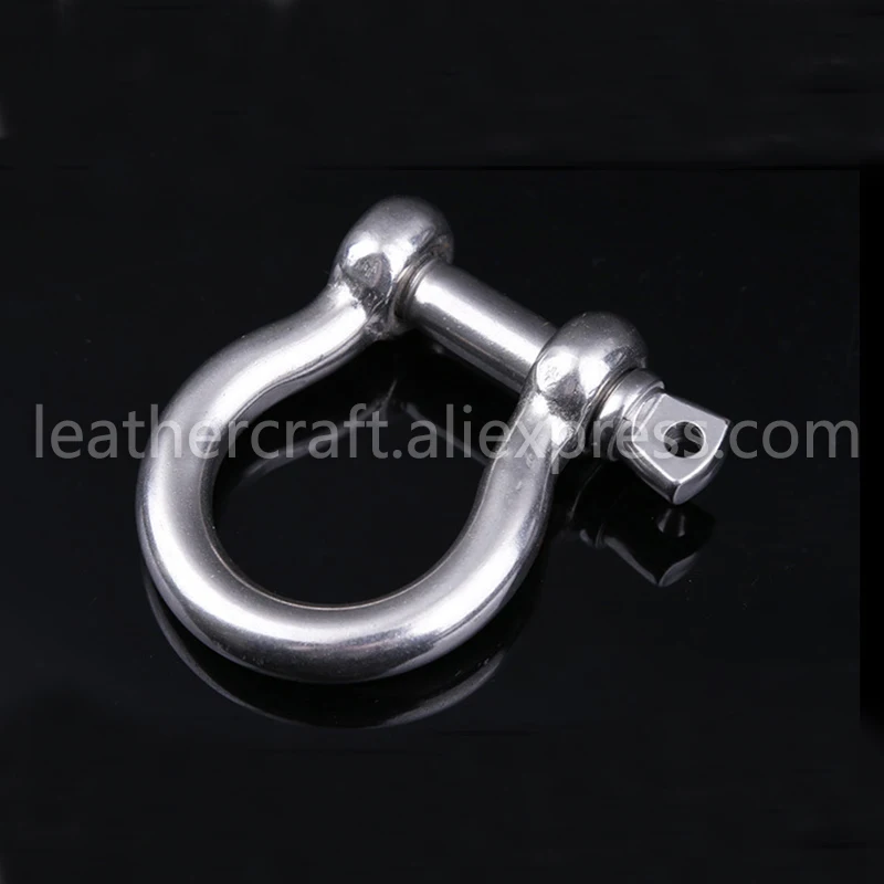 1 pcs Stainless Steel Carabiner D Bow Shackle Fob Key Ring Keychain Hook Screw Joint Connector Buckle Solid Metal 2 Size