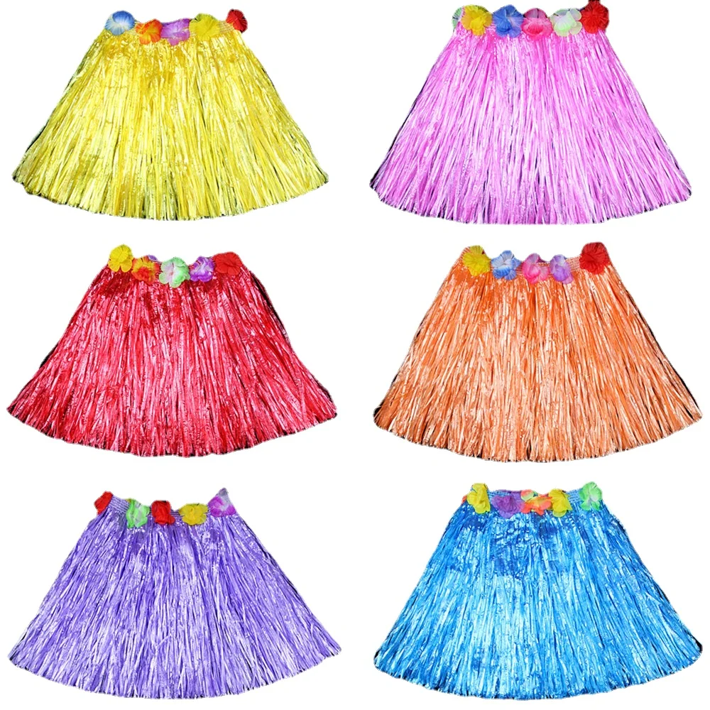 Plastic Fiber Girl Woman Hawaiian Grass Skirt Cheap Costume Flower Hula Skirt 30CM/40/CM60CM/Dance Dress Party Hawaii Beach