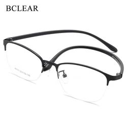 BCLEAR Urltra-Light Women Titanium Alloy Oval Full Half Rim Glasses Frames Eyewear With Flexible Legs IP Electroplating 2515