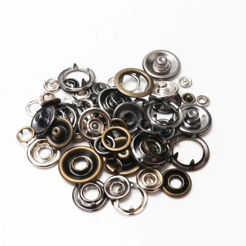 Metal Prong Snap Buttons Fasteners Press Studs Baby Romper Buckle Snap 30sets(4pcs 1set) 7.5/9.5/11mm