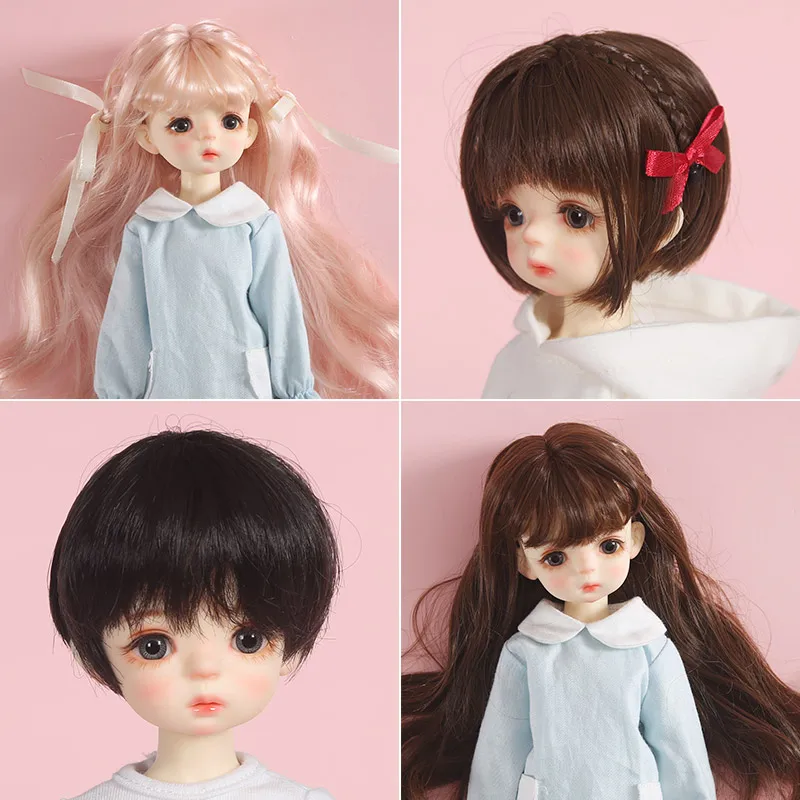 

новый 1/6 Bjd SD DD кукла парик высокой температуры Розовый золотой розовый модные длинные волнистые вьющиеся волосы короткие волосы BJD волосы кукла парик