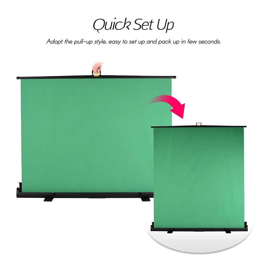 145x200cm Green Screen Background Chromakey Backdrop Collapsible Case Key panel Removal Wrinkle-Resistant Pull-up with Stand