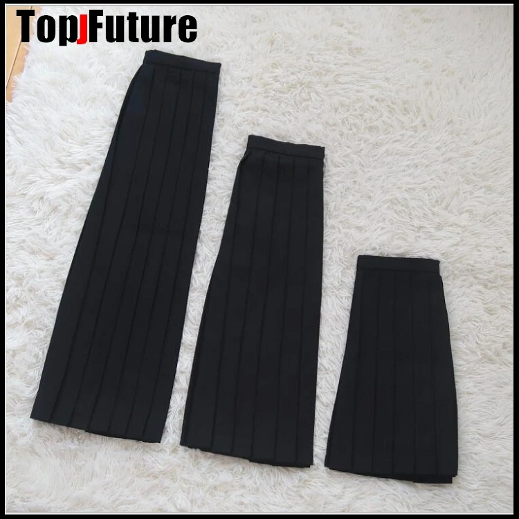 Japanese School Uniforms for Girls Solid Color Pleated JK Suit Black Navy High School Student Girls Academy Style Long Skirt