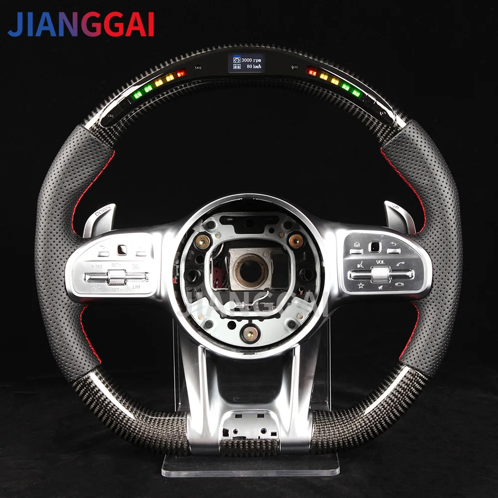 Car Carbon Fiber Led Steering Wheel Italy Alcantara Fit For Mercedes AMG C63 W212 W205 W204 W213 2012-2020 Model