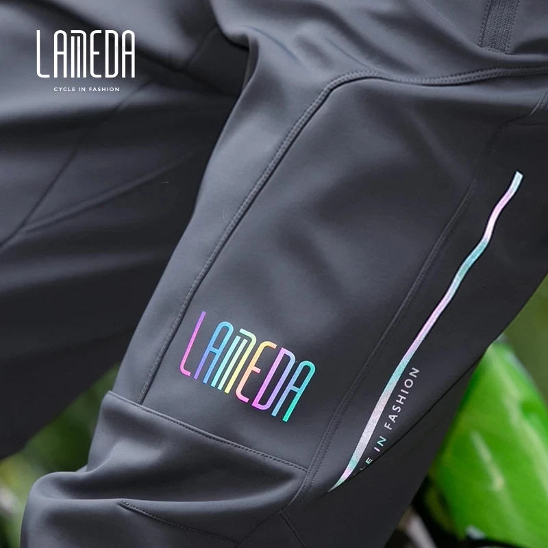 LAMEDA autumn and winter windproof warm fleece bicycle riding pants men\'s leisure pants highway mountain bike trousers