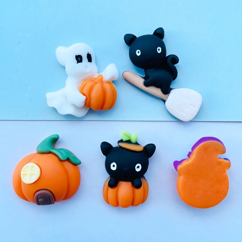 10 Pcs New Cute Resin Halloween Pumpkin Head Flat Back Cabochon Scrapbooking Hair Bow DIY Wedding Party Accessories A31