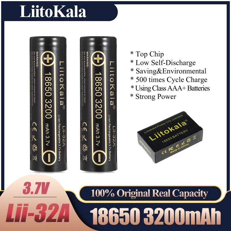 HK LiitoKala Lii-32A 3.7V 18650 3200mAh for MH1 10A Li-ion Battery Rechargeable 18650 e-BIKE Battery Electric balanced
