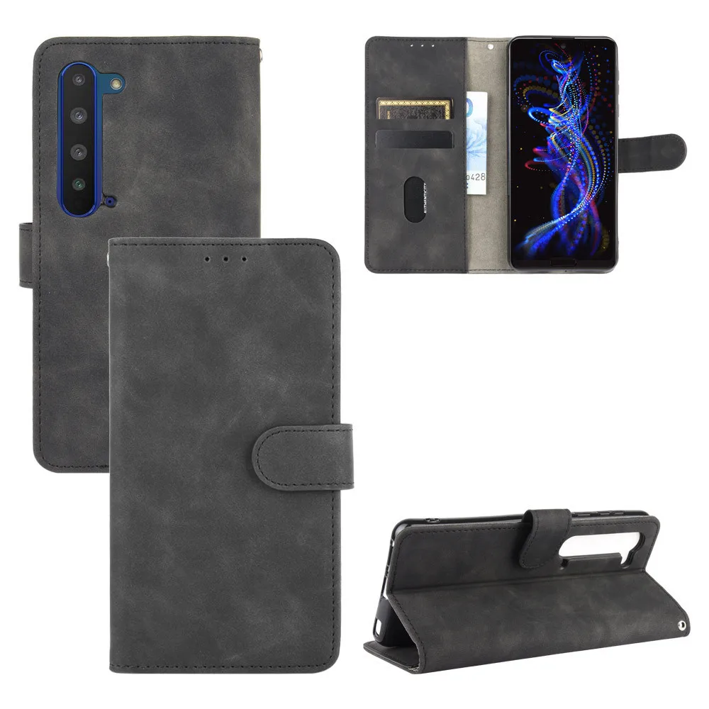 For Sharp Aquos R5G Case Luxury Flip Skin Texture PU Leather Card Slots Case For Sharp Aquos R5G Phone Bags