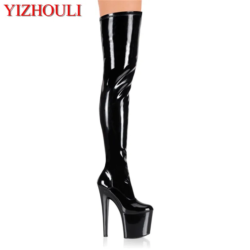 

Sexy over-the-knee boots with 17cm heels, stage party runway shoes, and pole dancing boots for models with 7-inch zipper opening