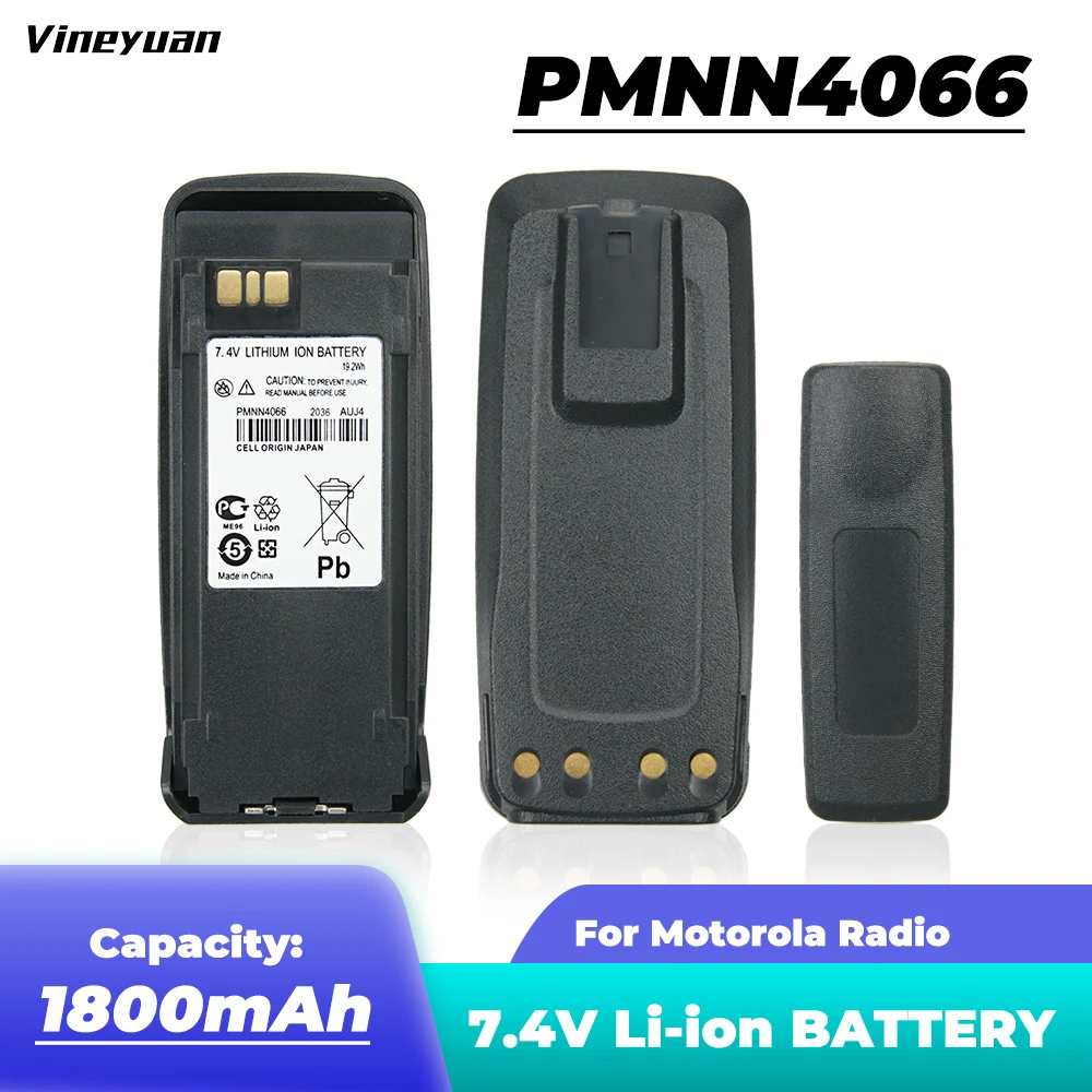 

Сменный аккумулятор PMNN4066 1800 мАч для Motorola XIR P8200/P8260/P8268 DP3400 MTR3000, аккумулятор для двусторонней радиосвязи с зажимом для ремня