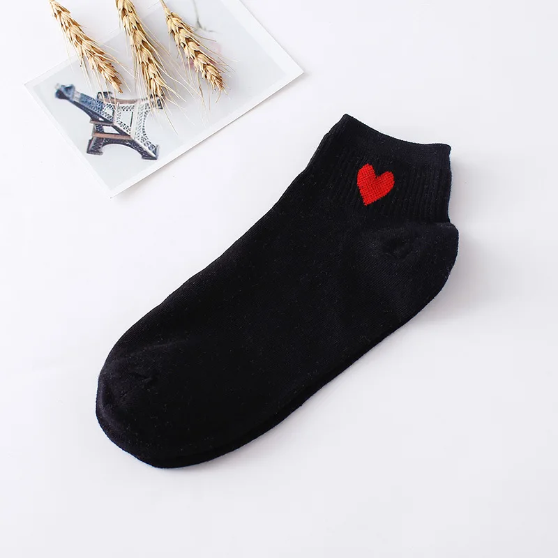 1pairs Women Short Socks Red Heart Cute College Fresh Female Socks Soft Cotton Summer Autumn Hot Sale Girls Sock Meias Sox