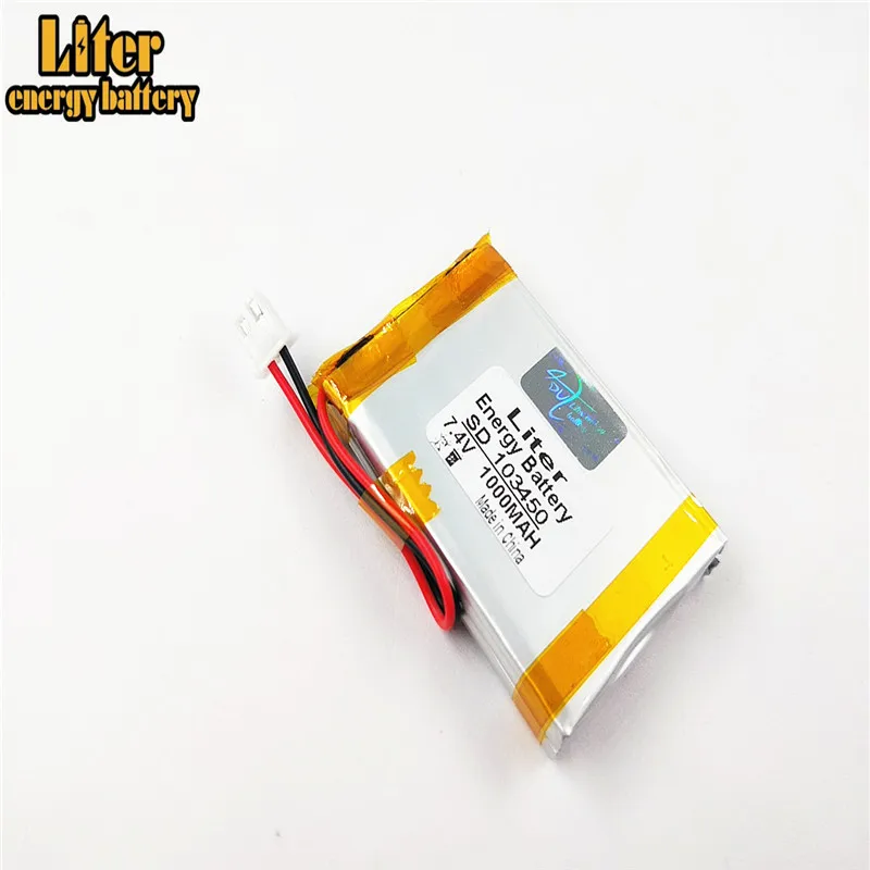 Złącze XH2.54-2P 7,4 V 1000 mAh 103450   Polimerowa bateria litowo-jonowa do miernika pola satelitarnego SATLINK TV WS-6933, WS-6923