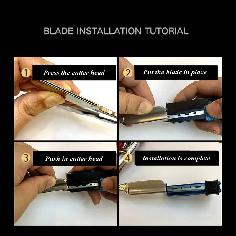 الفولاذ المقاوم للصدأ للطي الحلاقة سكين مقبض اللحية مستقيم الحلاقة تصفيف الشعر أداة دليل الحلاقة الرجال هدية