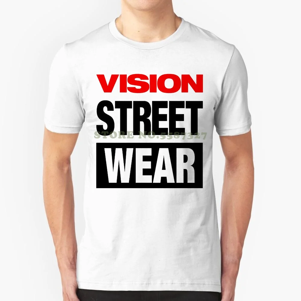 Round Neck Best Selling Male Natural Cotton Shirt Vision Streetwear-Logo T Shirt White