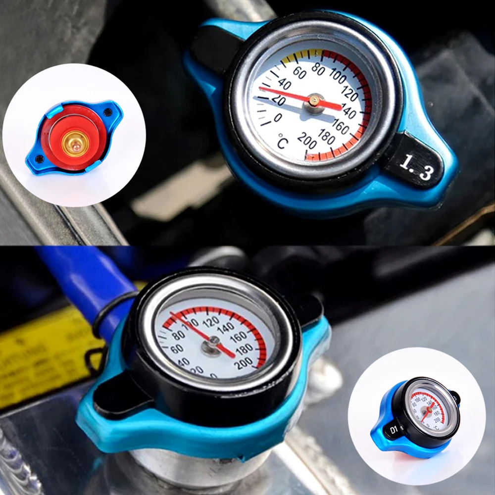 Car Motorcycle Styling  Thermo Radiator Cap Tank Cover Water Temperature Gauge with Utility Safe 0.9 Bar/ 1.1 Bar/1.3 Bar