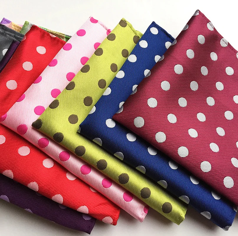 Setelan Bisnis Pria Baru 10*10 Inci Saputangan Persegi Saku untuk Pernikahan Fashion Polka Dots Hankies Handuk Saku Pria