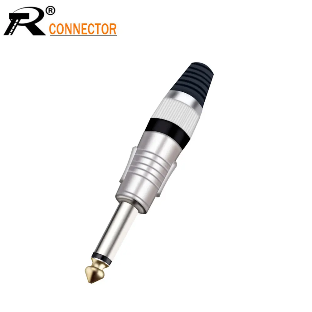 1pc 6.35mm Jack Wire connector 6.5mm MONO&Stereo Sophomore Core Amplifier Microphone Plug 7 colors options Nickel Plated