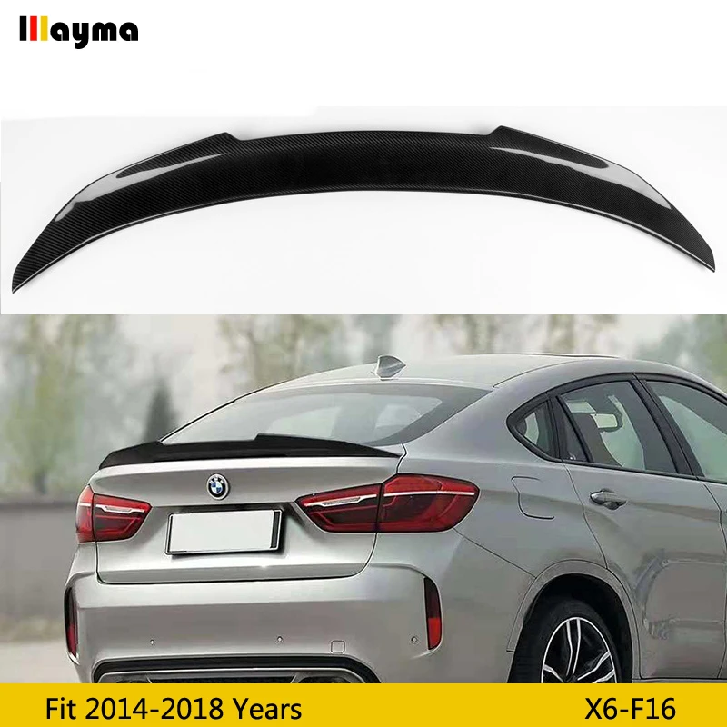 

PSM style carbon fiber rear trunk spoiler lip For BMW X6 28i 35i xDrive 2014 2015 2016 2017 2018 F16 CF styling spoiler wing