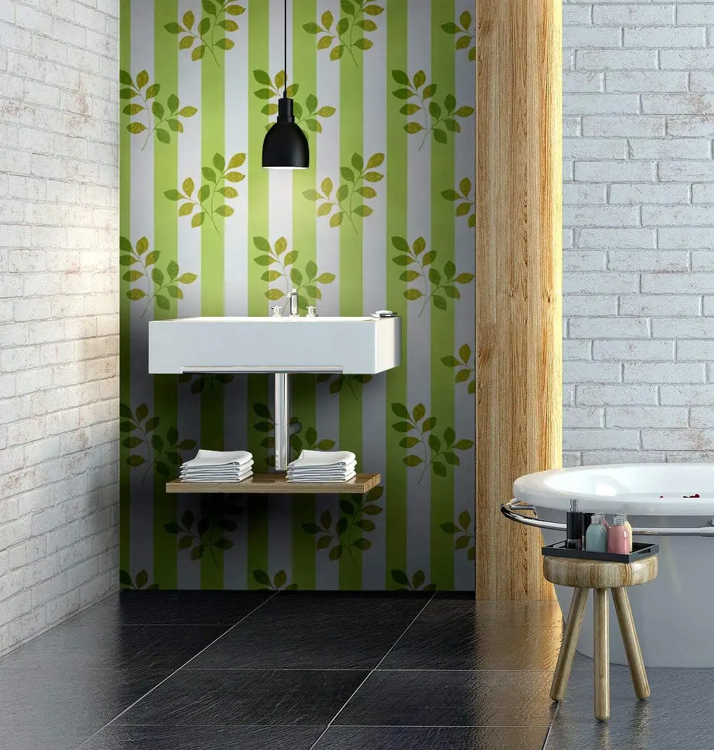 Green Leaf Peel and Stick Wallpaper Stripe Self Adhesive Wall Paper Removable PVC Waterproof Contact Paper for Home Decor