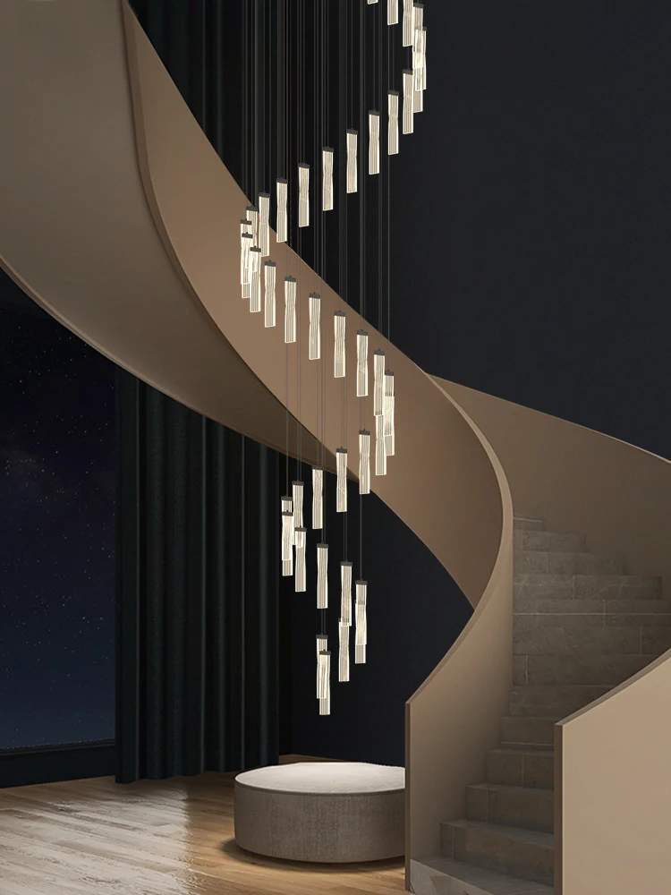 

Long Lamp Stair Modern Led Living Room Indoor Lighting Hotel Hall Spiral Attic