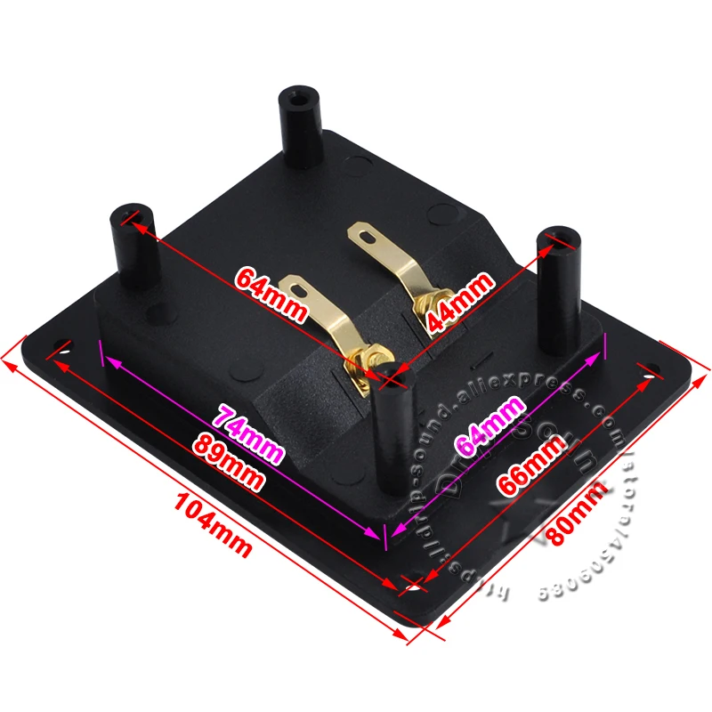 Caja de altavoz rectangular de 2 vías, Terminal de cableado de cobre, poste de encuadernación, 80x104mm, 2 uds.