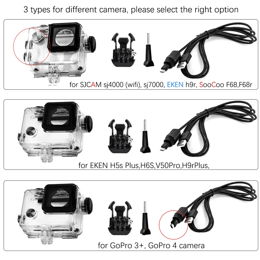 EKEN H9 H9r SJ4000 H5s H9rplus Motorcycle Waterproof Charger Housing Shell Case With USB Cable for GoPro 4 F68 C30 Accessories