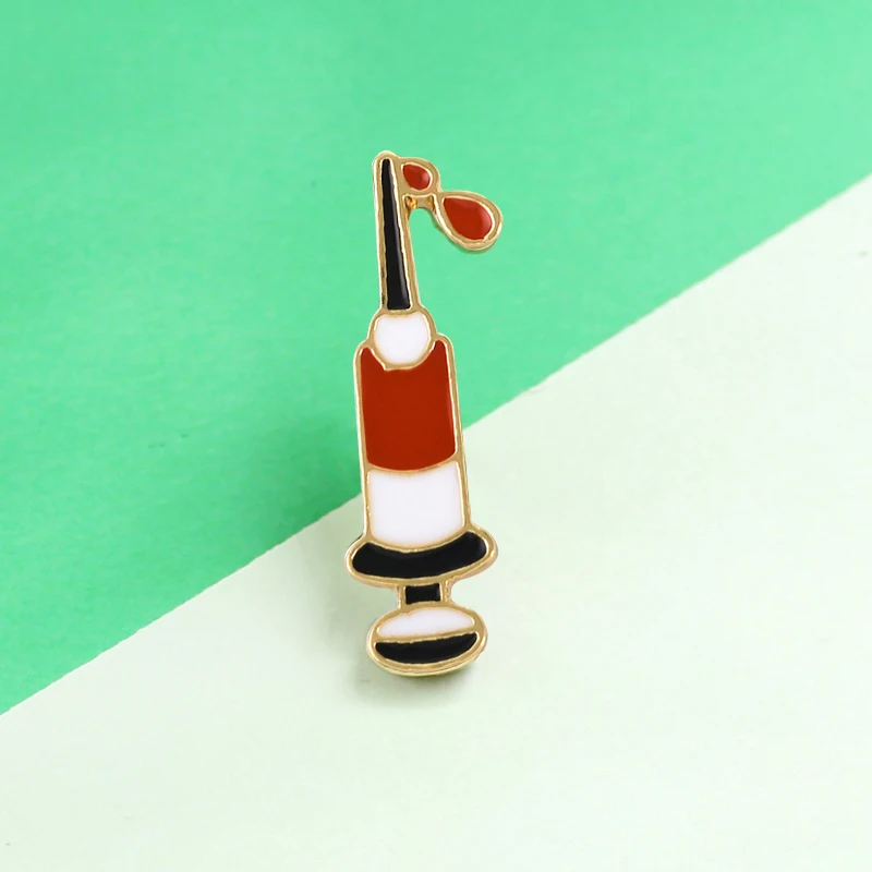 Test Tube Syringe Enamel Pins Charming Medical Nurse Doctor Brooch Jewelry MD Gift For Denim Lapel Collar Clothes Accessories