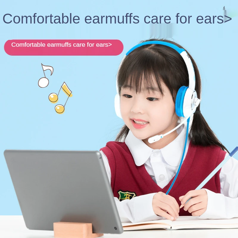 Children's headset wired hearphones online class students ipad learning to listen to music computer with microphone mobile phone